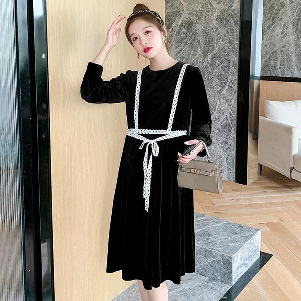 maternity dresses korean style pregnant women velvet dress long sleeve o-neck fashion printing high waist loose pregnancy clothes, White
maternity dresses korean style pregnant women velvet dress long sleeve o-neck fashion printing high waist loose pregnancy clothes, White
