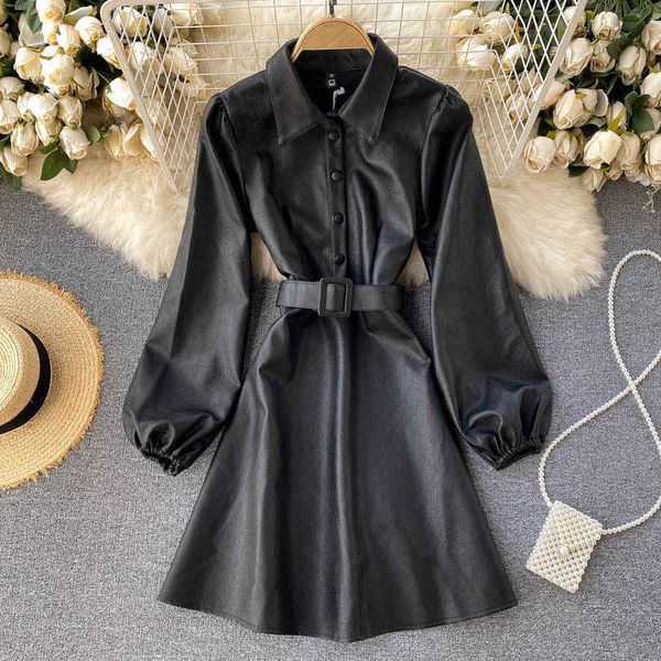 casual dresses south korea's dongdaemun pu leather lapel tie-up waist is thinner yujie temperament windbreaker dress af3n, Black;gray
casual dresses south korea's dongdaemun pu leather lapel tie-up waist is thinner yujie temperament windbreaker dress af3n, Black;gray