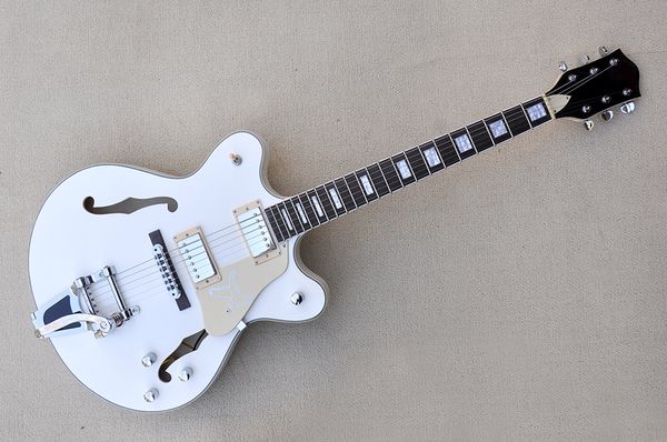 factory custom semi-hollow white electric guitar with f holes,thin body,rosewood fretboard,chrome hardware,can be customized
factory custom semi-hollow white electric guitar with f holes,thin body,rosewood fretboard,chrome hardware,can be customized