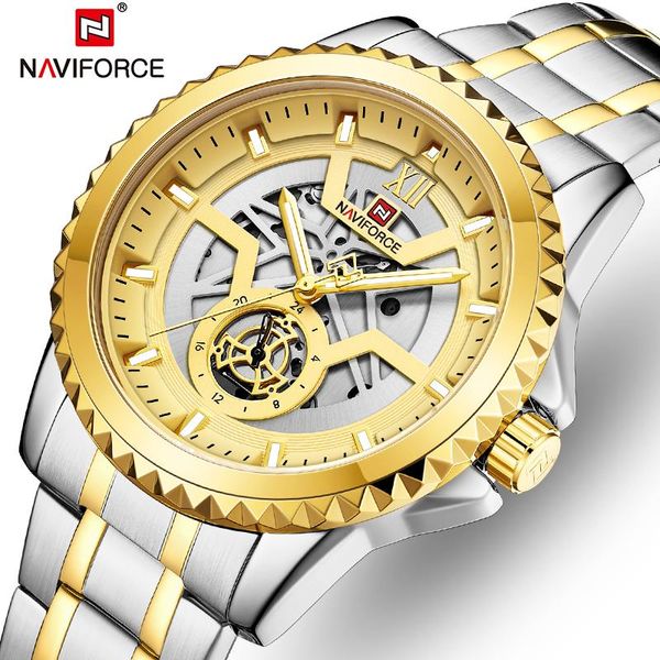 wristwatches naviforce watches mens casual chrono luminous fashion sport clock quartz waterproof watch men relogio masculin, Slivery;brown