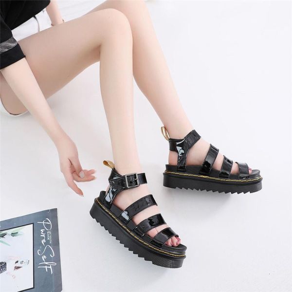 women buckle sandals summer mirror rome style black women's platform shoes goth sandalias plataforma
women buckle sandals summer mirror rome style black women's platform shoes goth sandalias plataforma