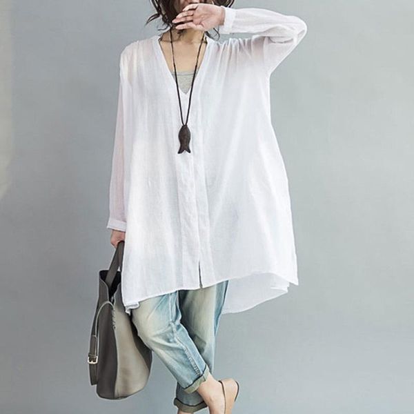 women's blouses & shirts womens and nice fashion v neck long sleeve cotton casual loose plus size 4xl shirt button blouse summer, White
women's blouses & shirts womens and nice fashion v neck long sleeve cotton casual loose plus size 4xl shirt button blouse summer, White