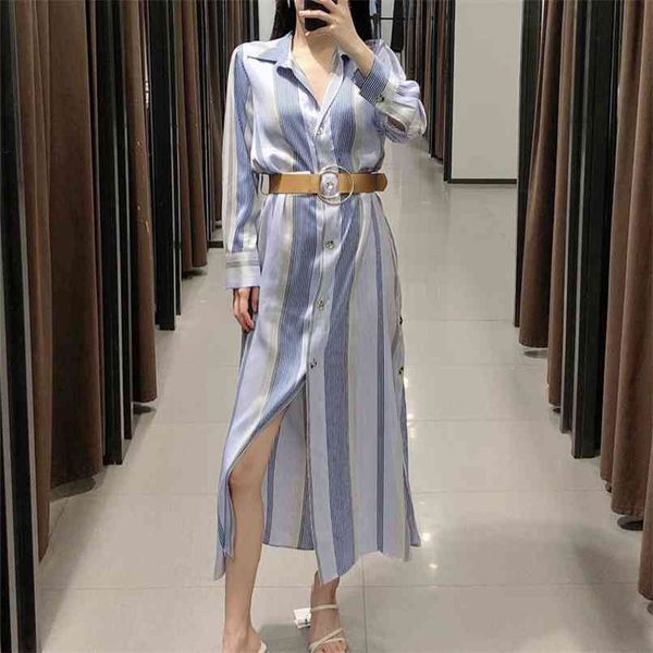spring and autumn women's casual striped lapel long sleeve belt decorative dress 210430, Black;gray
spring and autumn women's casual striped lapel long sleeve belt decorative dress 210430, Black;gray