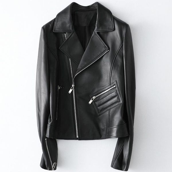 women's leather & faux slim real sheepskin zipper coat women female genuine motorcycle jacket lapel long sleeve outwear size m-xxl, Black
women's leather & faux slim real sheepskin zipper coat women female genuine motorcycle jacket lapel long sleeve outwear size m-xxl, Black