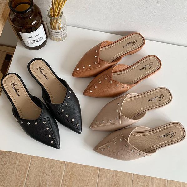 slippers summer slipper baotou low outdoor cool flat bottom ins drag pointed toe sandals slip casual leather mules shoes, Black
slippers summer slipper baotou low outdoor cool flat bottom ins drag pointed toe sandals slip casual leather mules shoes, Black