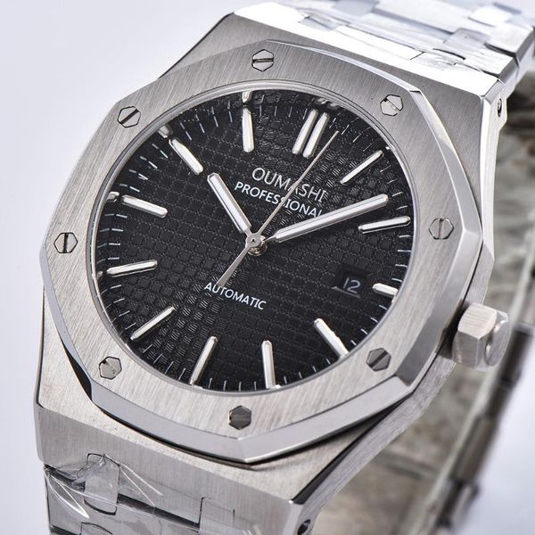 men's watch miyata 8215 automatic mechanical stainless steel strap black dial waterproof sapphire date men wristwatches, Slivery;brown
men's watch miyata 8215 automatic mechanical stainless steel strap black dial waterproof sapphire date men wristwatches, Slivery;brown