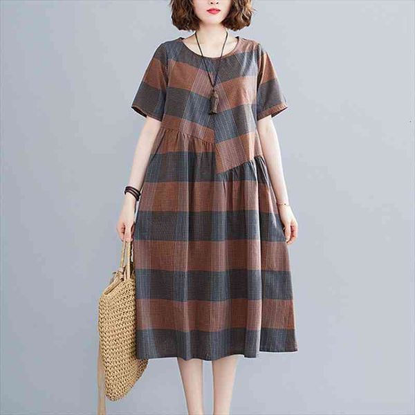print plaid short sleeve loose summer dress cotton linen o-neck vintage dress plus size women holiday casual midi, Black;gray
print plaid short sleeve loose summer dress cotton linen o-neck vintage dress plus size women holiday casual midi, Black;gray
