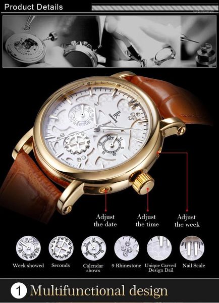 wristwatches reloj ik automatic self-winding clock nail scale multi-function sub-dial date calendar hollow steampunk men's watch, Slivery;brown
wristwatches reloj ik automatic self-winding clock nail scale multi-function sub-dial date calendar hollow steampunk men's watch, Slivery;brown