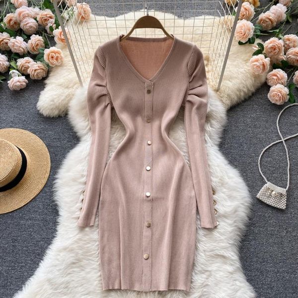 casual dresses autumn style v-neck slim-fit single-breasted decorative bag hip bottoming dress female hedging knitted, Black;gray
casual dresses autumn style v-neck slim-fit single-breasted decorative bag hip bottoming dress female hedging knitted, Black;gray