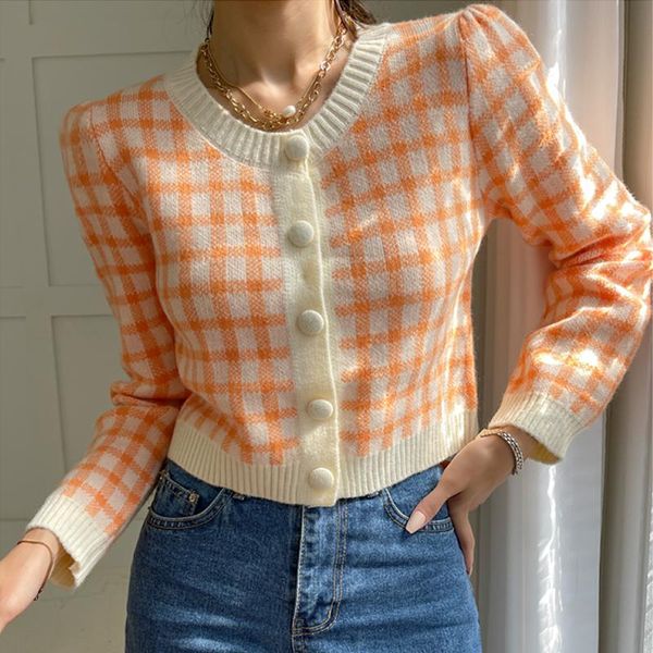 women's knits & tees autumn long sleeve cardigan crop fashion plaid single breasted sweater cardigans you1143, White
women's knits & tees autumn long sleeve cardigan crop fashion plaid single breasted sweater cardigans you1143, White