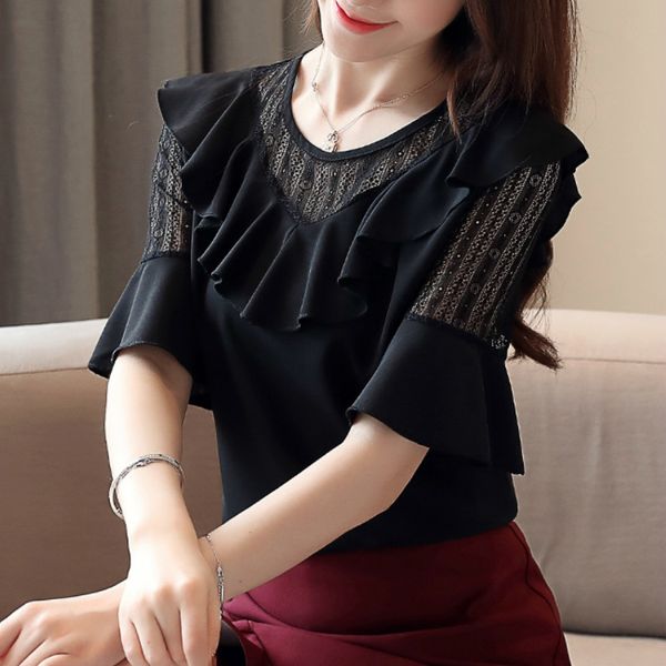 summer lace short sleeve women's shirt blouse for women blusas womens and blouses chiffon shirts ladie's plus size 210519, White
summer lace short sleeve women's shirt blouse for women blusas womens and blouses chiffon shirts ladie's plus size 210519, White