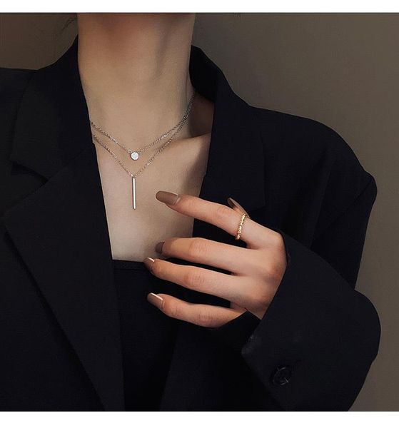 pendant necklaces 2021 korea fashion temperament double for women simple trend cold wind clavicle chain necklace luxury jewelry, Silver
pendant necklaces 2021 korea fashion temperament double for women simple trend cold wind clavicle chain necklace luxury jewelry, Silver