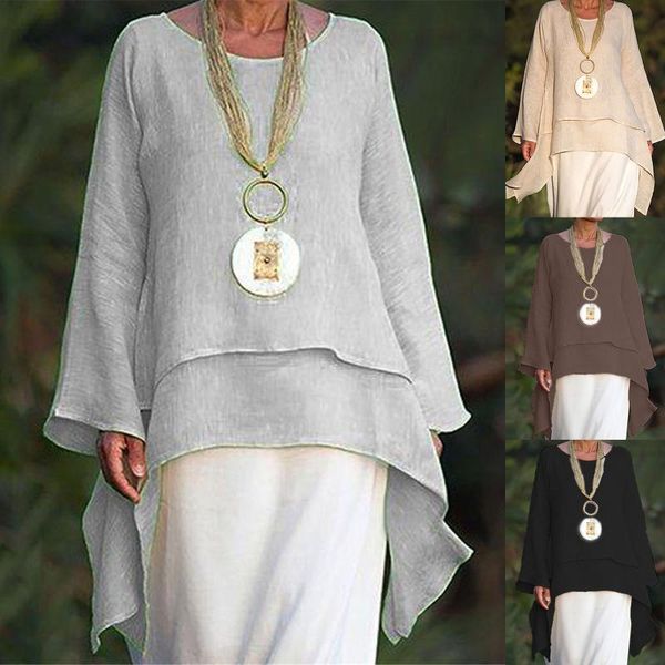 women's blouses & shirts 2021 women fashion loose blouse irregular casual linen long sleeve neck solid elegant aesthetic, White
women's blouses & shirts 2021 women fashion loose blouse irregular casual linen long sleeve neck solid elegant aesthetic, White