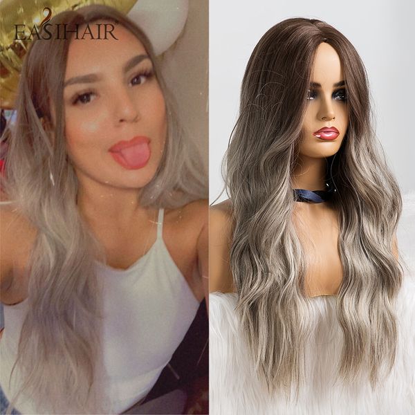 long brown to grey ombre synthetic wigs natural wave wigs for women heat resistant daily cosplay wigs wavy hair wig, Black
long brown to grey ombre synthetic wigs natural wave wigs for women heat resistant daily cosplay wigs wavy hair wig, Black