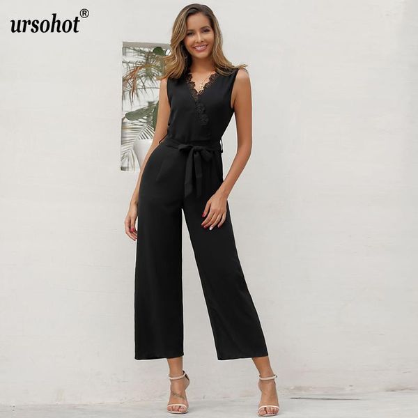 women's jumpsuits & rompers urso lace v neck overalls for women sleeveless summer ladies jumpsuit elegant formal black belted 2021, Black;white
women's jumpsuits & rompers urso lace v neck overalls for women sleeveless summer ladies jumpsuit elegant formal black belted 2021, Black;white