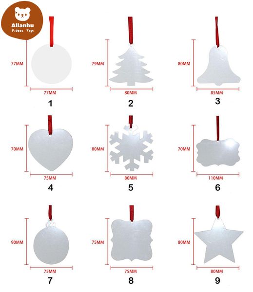 sublimation blank christmas ornament double-sided xmas tree pendant multi shape aluminum plate metal hanging tag holidays decoration craft w
sublimation blank christmas ornament double-sided xmas tree pendant multi shape aluminum plate metal hanging tag holidays decoration craft w