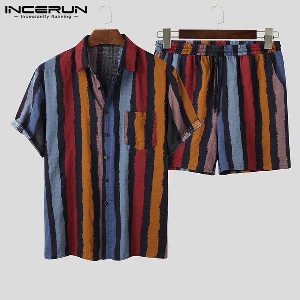 men's tracksuits incerun summer men striped sets 2021 short sleeve lapel button shirt casual beach shorts streetwear breathable hawaiia, Gray
men's tracksuits incerun summer men striped sets 2021 short sleeve lapel button shirt casual beach shorts streetwear breathable hawaiia, Gray