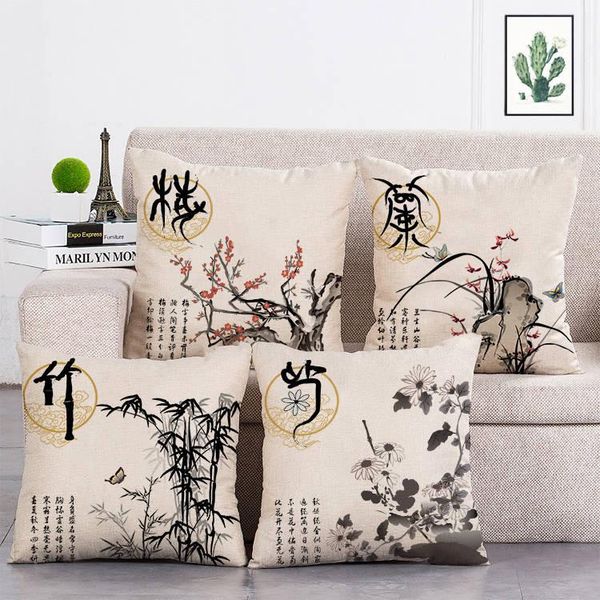 cushion/decorative pillow chinese ink plant case flowers linen cotton 45*45 square decorative cushion cover for sofa home throw pillowcase t
cushion/decorative pillow chinese ink plant case flowers linen cotton 45*45 square decorative cushion cover for sofa home throw pillowcase t