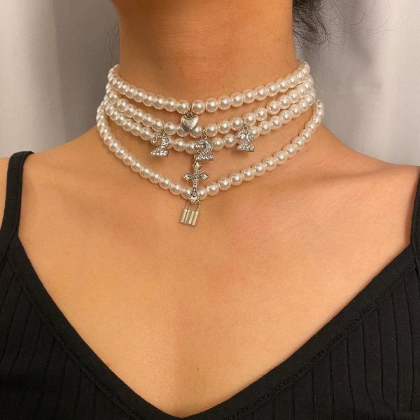 purui 4pcs/set pearl heart necklace lock crystal cross layered pedant choker bohemia baroque chain collar chokers, Golden;silver
purui 4pcs/set pearl heart necklace lock crystal cross layered pedant choker bohemia baroque chain collar chokers, Golden;silver