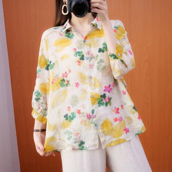 women's blouses & shirts yards loose coat lapels of design and color restoring ancient ways show thin cotton linen 7 minutes sleeve shi, White
women's blouses & shirts yards loose coat lapels of design and color restoring ancient ways show thin cotton linen 7 minutes sleeve shi, White