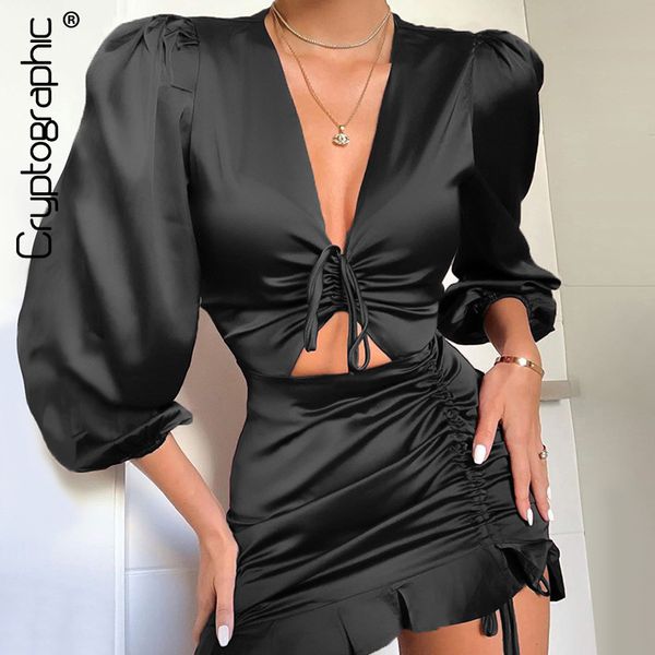 cryptographic womens satin dresses lace up ruffle hollow out long sleeve ruched mini dress fashion autumn 2021 ladies clubwear, Black;white
cryptographic womens satin dresses lace up ruffle hollow out long sleeve ruched mini dress fashion autumn 2021 ladies clubwear, Black;white