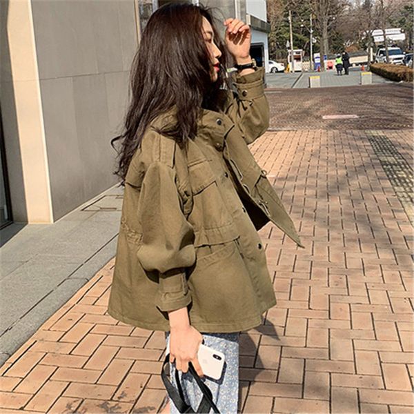 tracksuits autumn clothes korean loosely casual green army work with women's tools short collar vintage spring y335 jacket y8ts, Gray
tracksuits autumn clothes korean loosely casual green army work with women's tools short collar vintage spring y335 jacket y8ts, Gray