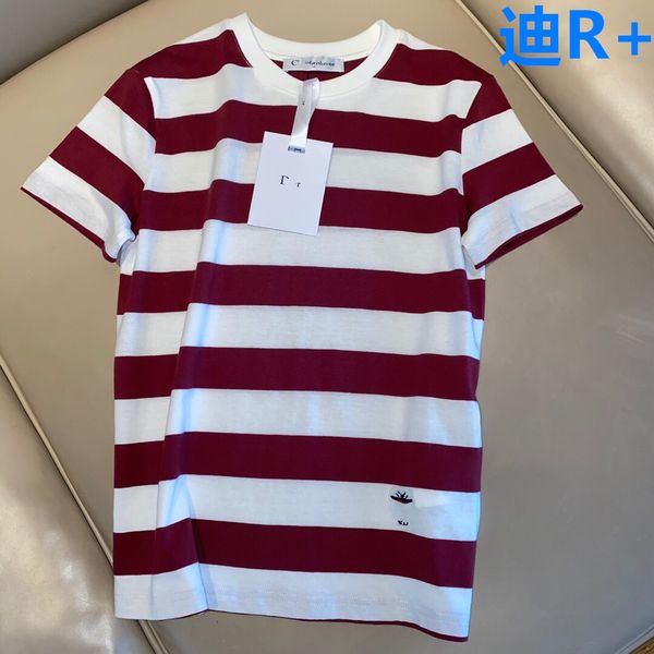 luxury design di r + summer striped contrast embroidery short sleeve simple casual small fresh style women's round neck cotton t-shirt, White
luxury design di r + summer striped contrast embroidery short sleeve simple casual small fresh style women's round neck cotton t-shirt, White