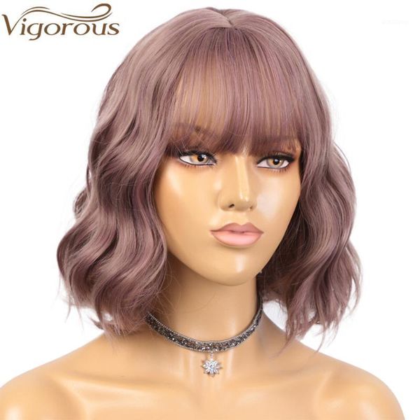 vigorous short wavy synthetic wigs for women natural brown black bob with bangs heat resistant false hair1
vigorous short wavy synthetic wigs for women natural brown black bob with bangs heat resistant false hair1