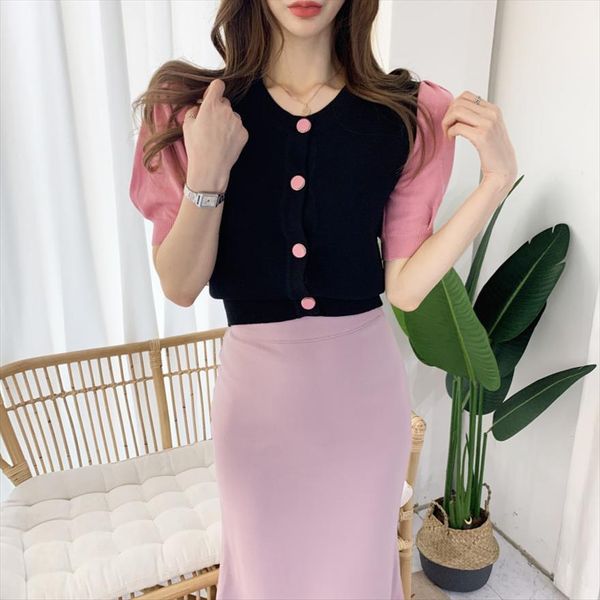 fashion sweet knitted cardigan women womens sweater runway summer patchwork short puff sleeve casual o neck single breasted, White;black
fashion sweet knitted cardigan women womens sweater runway summer patchwork short puff sleeve casual o neck single breasted, White;black