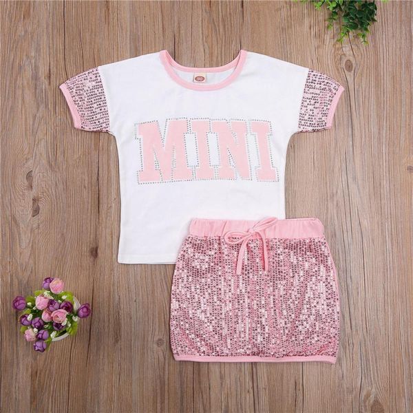 clothing sets girls clothes set, letter print short sleeve o-neck t-shirt + mini skirt with sequins, summer casual set, White
clothing sets girls clothes set, letter print short sleeve o-neck t-shirt + mini skirt with sequins, summer casual set, White
