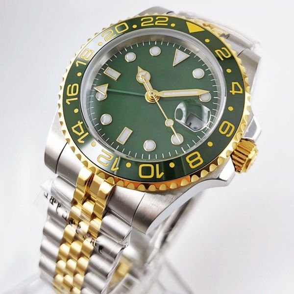 bliger new collection green mechanical men's watch gmt model gold coated brass saffier glass date rotating bracket, Slivery;brown
bliger new collection green mechanical men's watch gmt model gold coated brass saffier glass date rotating bracket, Slivery;brown
