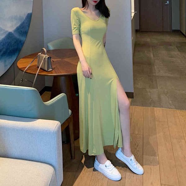 dresses summer short sleeve v neck stretchy split long women solid casual elegant robe bodycon maxi es vestidos dvzt l7cs, Black;gray
dresses summer short sleeve v neck stretchy split long women solid casual elegant robe bodycon maxi es vestidos dvzt l7cs, Black;gray