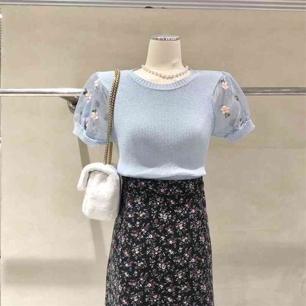 korean fashion knit sweater spring and summer flower short-sleeved t-shirt women's clothing 210520, White;black
korean fashion knit sweater spring and summer flower short-sleeved t-shirt women's clothing 210520, White;black
