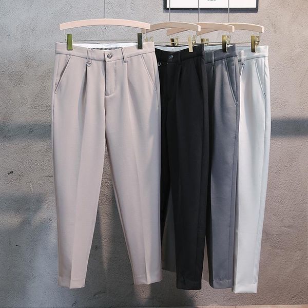 men's suits & blazers summer business dress pants men solid color gentleman office social ankle length korean casual slim streetwear tr, White;black
men's suits & blazers summer business dress pants men solid color gentleman office social ankle length korean casual slim streetwear tr, White;black
