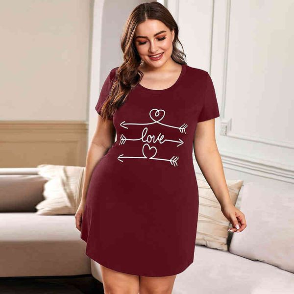 shiying new women's home clothes text printed home skirt large dress knitted round neck pajamas 31311, Black;red
shiying new women's home clothes text printed home skirt large dress knitted round neck pajamas 31311, Black;red