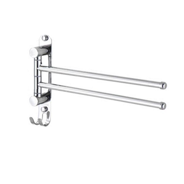 swivel towel rack no drilling stainless steel 2-arms bar hanger for bathroom space saving wall mount holder racks