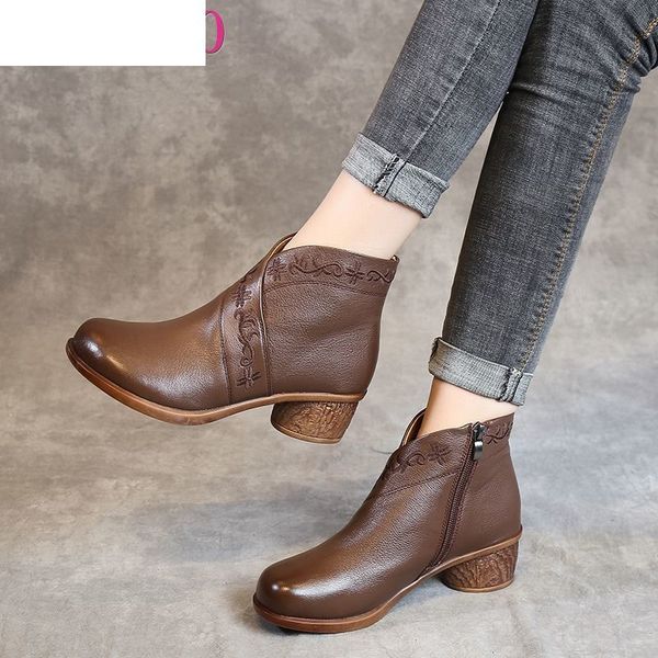 boots spring autumn women genuine leather thick heels ankle for shoes retro handmade zipper short f324, Black
boots spring autumn women genuine leather thick heels ankle for shoes retro handmade zipper short f324, Black