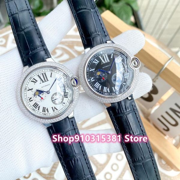 wristwatches business men date watch automatic mechanical moon phase rose gold white roman number watches black leather 42mm, Slivery;brown
wristwatches business men date watch automatic mechanical moon phase rose gold white roman number watches black leather 42mm, Slivery;brown
