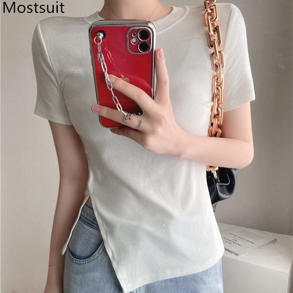 summer slim knitted t-shirt women short sleeve o-neck splitting tees korean vintage ladies jumpers knitwear femme 210514, White
summer slim knitted t-shirt women short sleeve o-neck splitting tees korean vintage ladies jumpers knitwear femme 210514, White