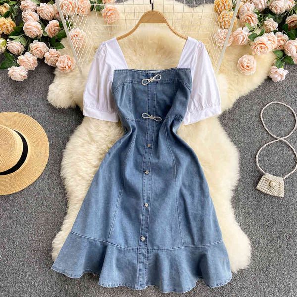 two piece dress korean fashion girls patchwork denim women summer square collar short sleeve mini 2021 new chic jeans mujer 96pq, White
two piece dress korean fashion girls patchwork denim women summer square collar short sleeve mini 2021 new chic jeans mujer 96pq, White