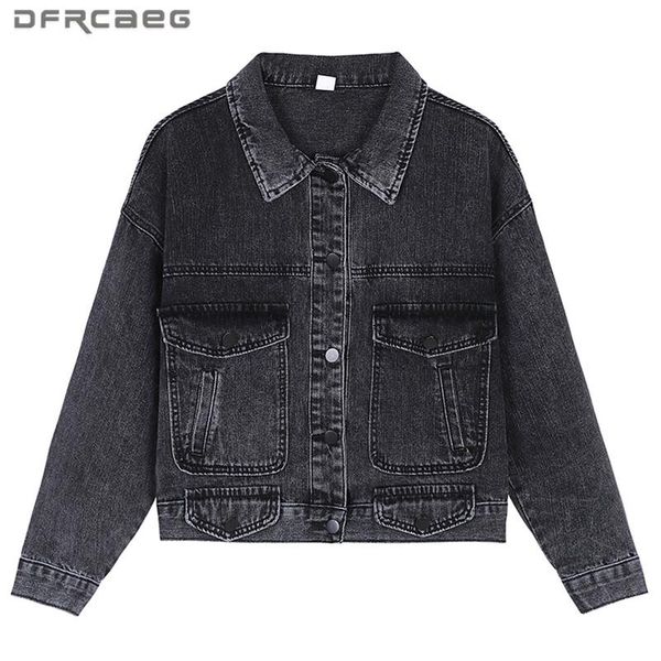 women's jackets loose basic black denim jacket women 2021 spring single breasted all match female causal coat jeans vintage outwear, Black;brown
women's jackets loose basic black denim jacket women 2021 spring single breasted all match female causal coat jeans vintage outwear, Black;brown