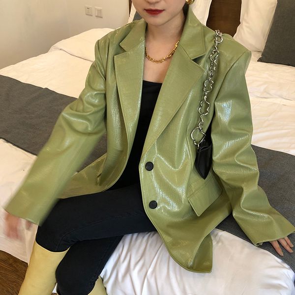 pu faux leather coat for women 2021 korean loose fit lapel y2k green long sleeve clothes chic vintage female outwear jacket, Black
pu faux leather coat for women 2021 korean loose fit lapel y2k green long sleeve clothes chic vintage female outwear jacket, Black
