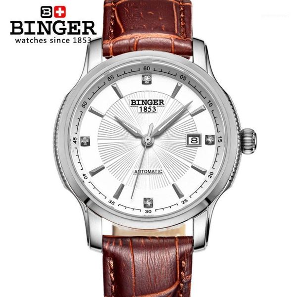 switzerland binger watches men automatic self-wind movement mechanical wristwatches full stainless steel bg-0405-8, Slivery;brown
switzerland binger watches men automatic self-wind movement mechanical wristwatches full stainless steel bg-0405-8, Slivery;brown