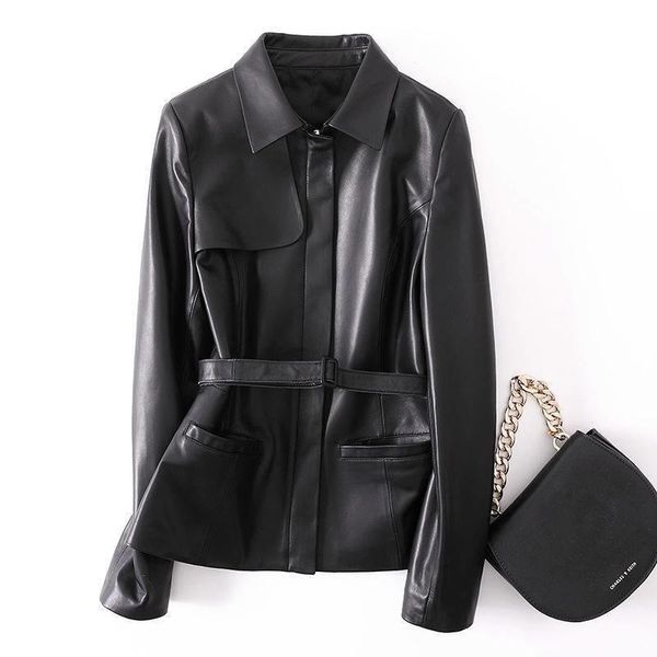 women's jackets sheepskin 2021 spring autumn haining leather clothes short korean slim fit lace up single outer, Black;brown
women's jackets sheepskin 2021 spring autumn haining leather clothes short korean slim fit lace up single outer, Black;brown