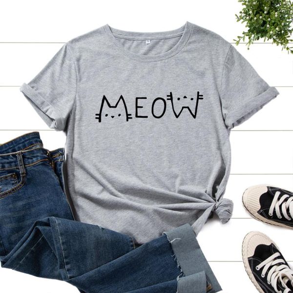 women's t-shirt cotton t-shirts print shirt graphic tees short sleeve summer tee female clothes meow cat animal cartoon cats, White
women's t-shirt cotton t-shirts print shirt graphic tees short sleeve summer tee female clothes meow cat animal cartoon cats, White