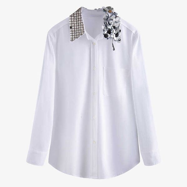 women's blouses & shirts lapel splicing irregular heavy industry sequins beads long sleeve white shirt female fashion s1130 jmua
women's blouses & shirts lapel splicing irregular heavy industry sequins beads long sleeve white shirt female fashion s1130 jmua