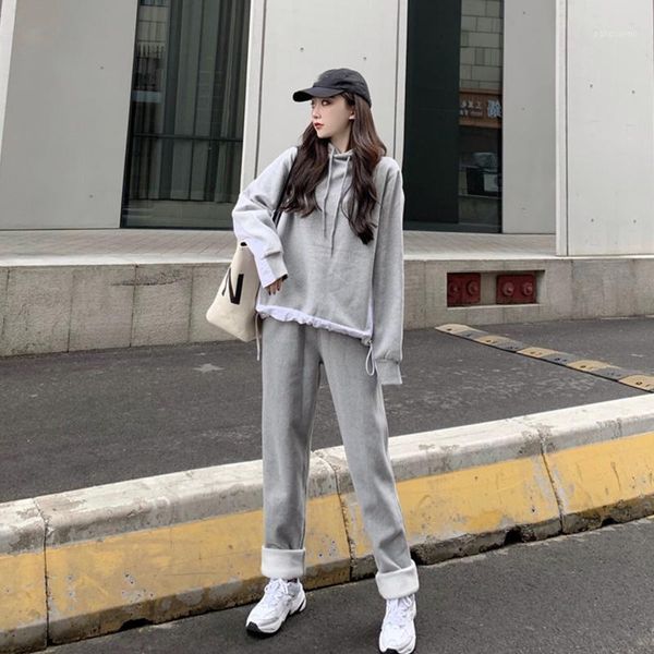 women's two piece pants autumn winter tracksuit pullover hooded sweater drawstring plus velvet casual outfit two-piece sets sports suit, White
women's two piece pants autumn winter tracksuit pullover hooded sweater drawstring plus velvet casual outfit two-piece sets sports suit, White