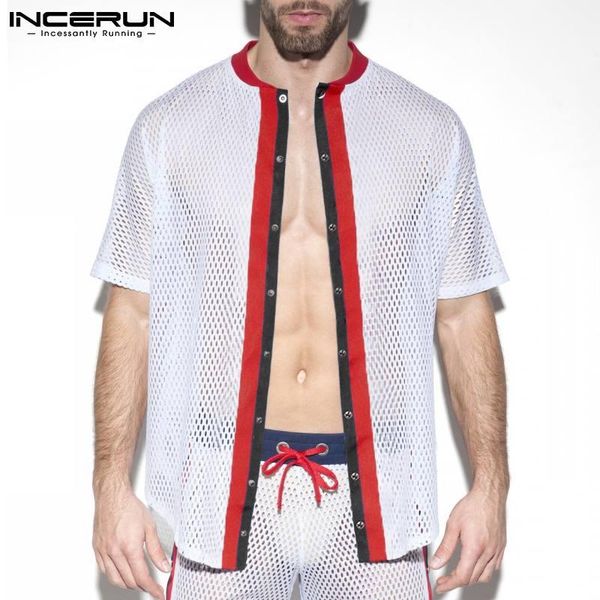 men's casual shirts incerun 2021 blouse streetwear striped breathable mesh comfortable button fashion round neck s-5xl, White;black
men's casual shirts incerun 2021 blouse streetwear striped breathable mesh comfortable button fashion round neck s-5xl, White;black