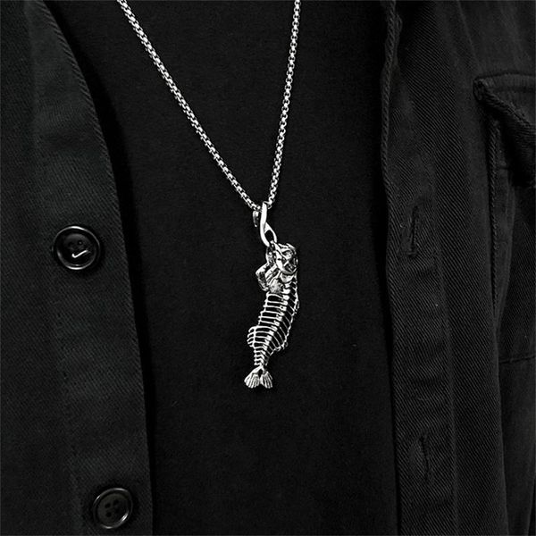 chains exaggerated personality fish bone pendant men's trendy street hip-hop punk goth fashion necklace wholesale, Silver
chains exaggerated personality fish bone pendant men's trendy street hip-hop punk goth fashion necklace wholesale, Silver