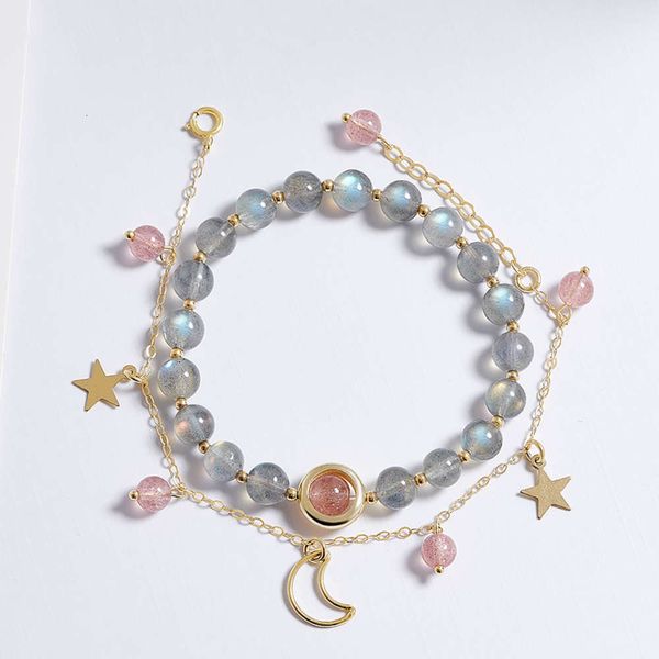 crystal bracelet girl's wind grey moonlight stone strawberry crystal gift for girlfriend, Black
crystal bracelet girl's wind grey moonlight stone strawberry crystal gift for girlfriend, Black